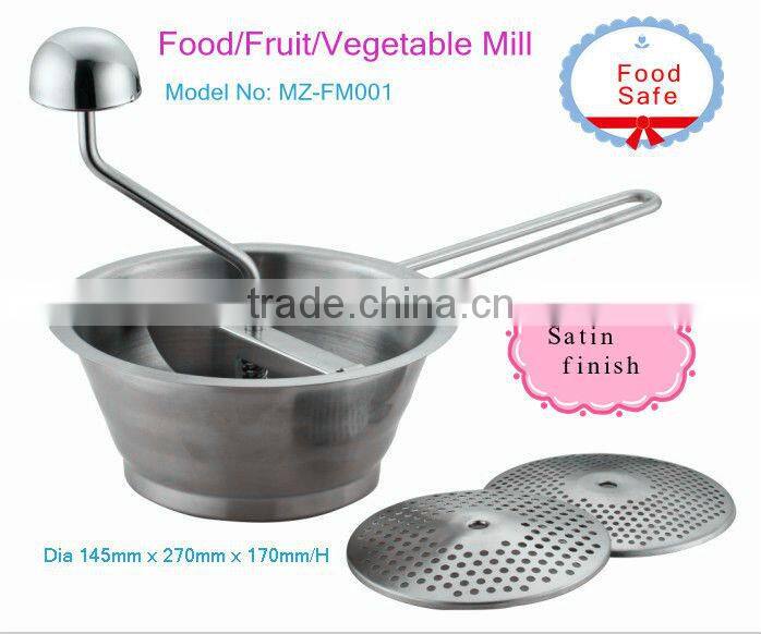 Stainlesss Steel Manual Food Mill, Fruit Mill, Vegetable Mill