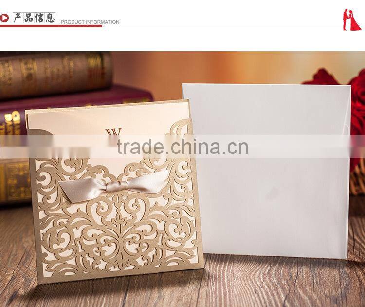 Custom design silk tie wedding invitation card