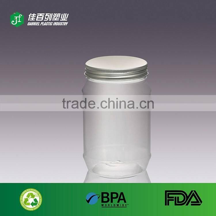 Ningbo Cixi factory price 500g Clear pet recycled square plastic jar transparent