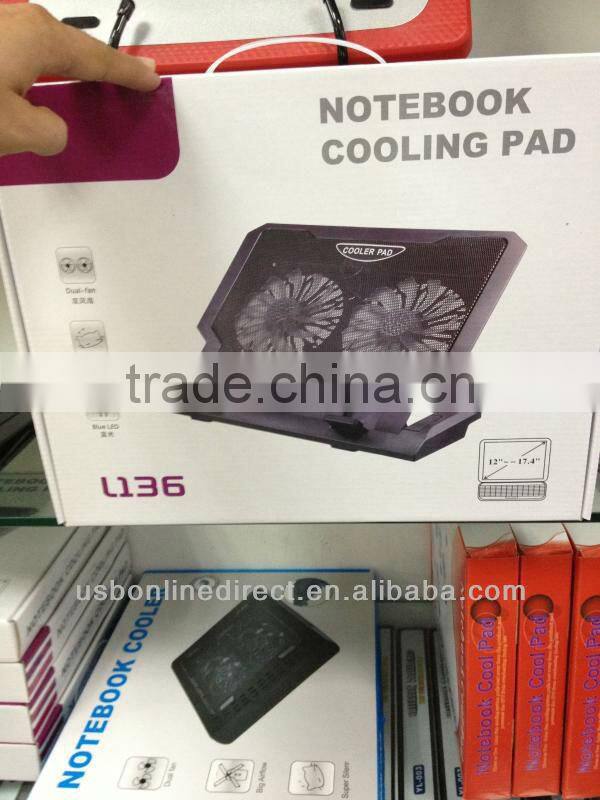 2014 SUMMER LAPTOP COOLER COOLING PAD 2 FAN STAND WITH 2 USB HUB FOR 15 17" LAPTOP YL339A