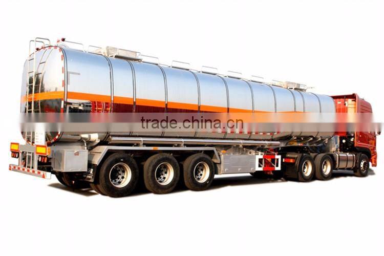 China tri-axle stainless steel fuel tank semi trailer for corrosive material transportation