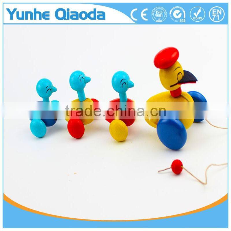 colorful Pull Along duck family Wooden Toy wiggles as you pull they makea fun baby