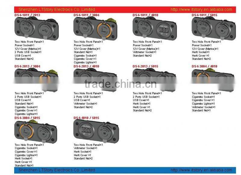 Marine Carvan LED Duel 2 USB Port Charger With DC Voltmeter Digital For Car Boat