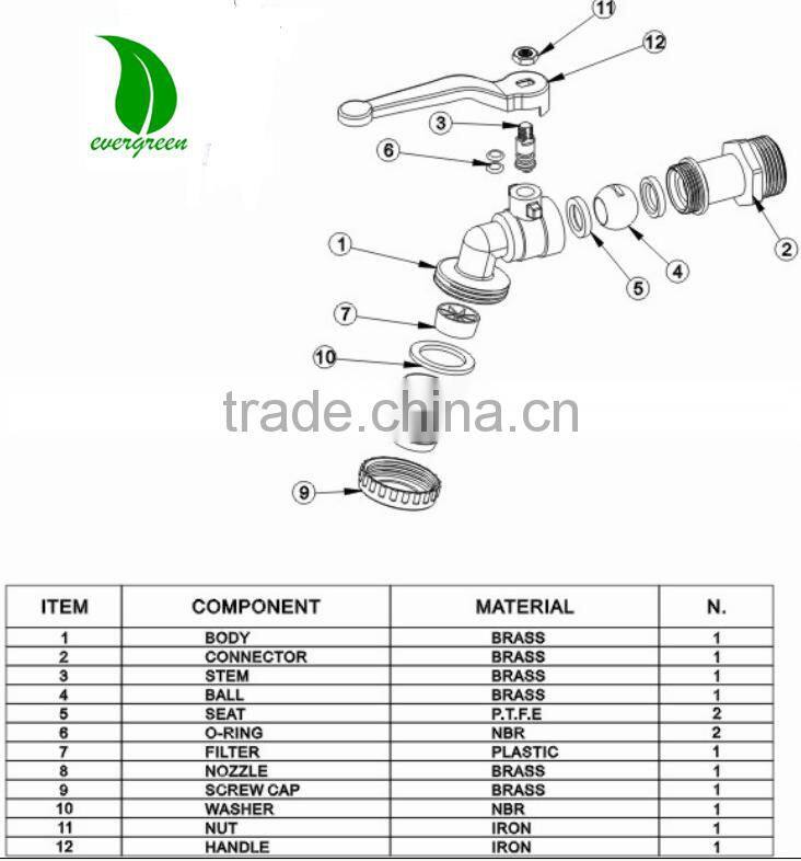 Chroming Brass bibcock tap with Steel Handle