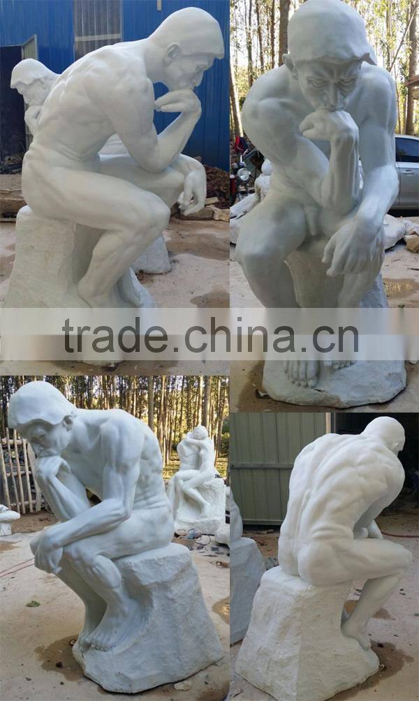 Famous White Artificial Marble The Thinker Statue