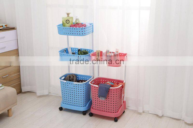 Plastic Household laundry basket clothing barrels Laundry Basket Sorter Care Rolling Cart