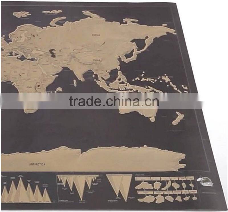 CT-750 Travel World Map Hard Paper Travel map Small black mini map Black Luxury