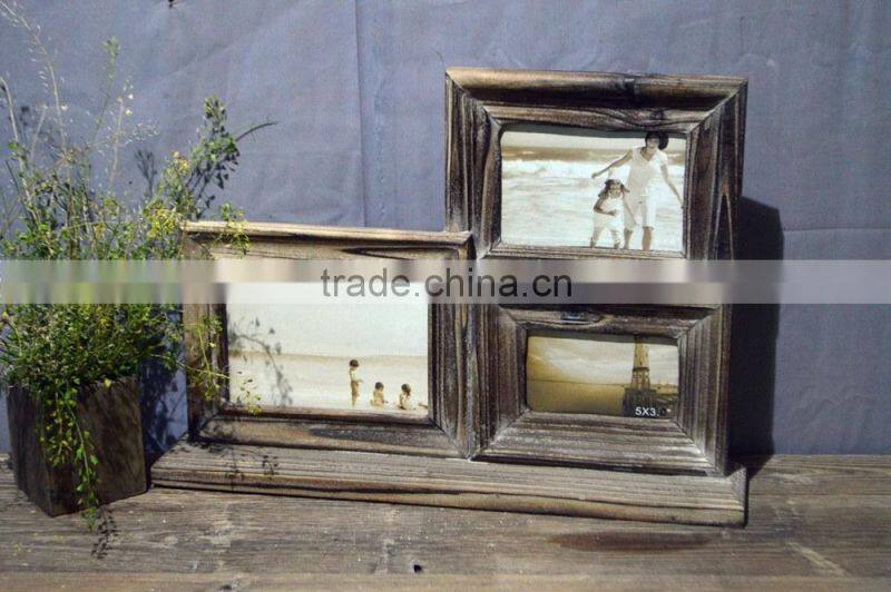 2016 new style decorative antique wooden multi glass photo frame