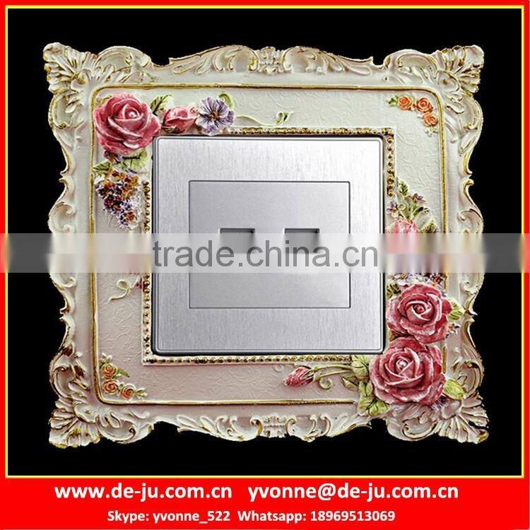 White Horse Couple Floral Socket Frames Sticker