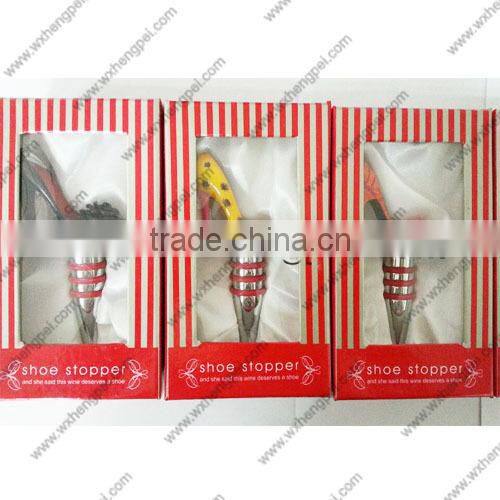 Wedding yellow and black little butterfly knot high-heeled shoes wine stopper