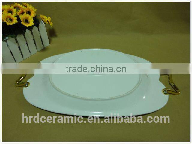 Square 2015 ceramic plate with handle for home decoration