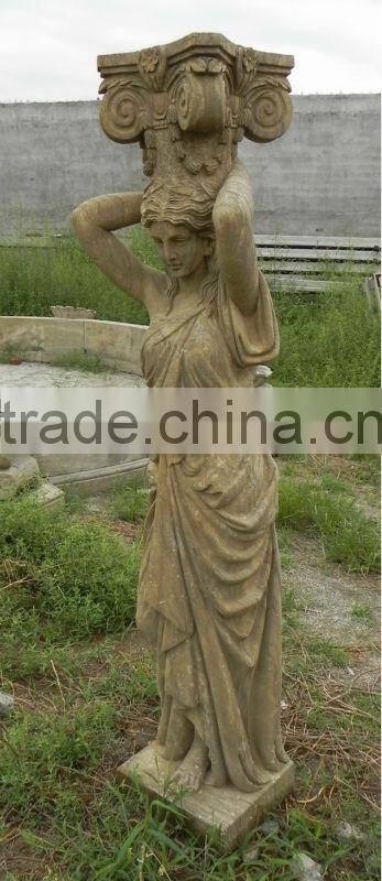 antique stone angel sculpture column