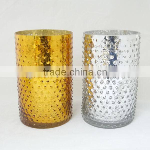 christmas decoration gold color glass hurricanes