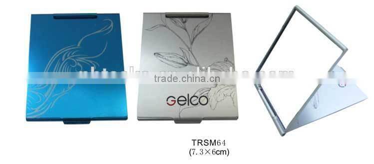 Aluminum foldable custom logo square make up mirror pocket mirror