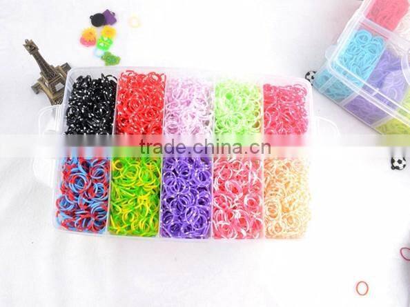 High Quality Rubber Loom Band Kit Kids DIY Bracelet Silicone Crazy Loom Bands 3 layers Box Family Loom Kit Set Refills