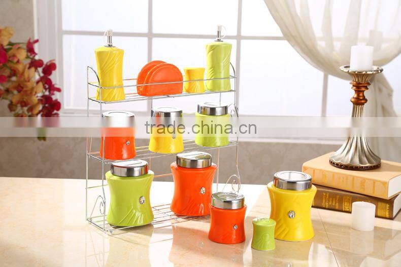 ceramic Canister with stainless steel stand