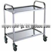 Guangzhou hotel and restaurant supplies stainless steel two tier mobile kitchen island breakfast bar food food trolley C265