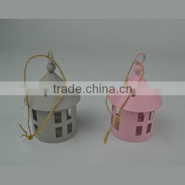 Home decor red iron lantern candle holder