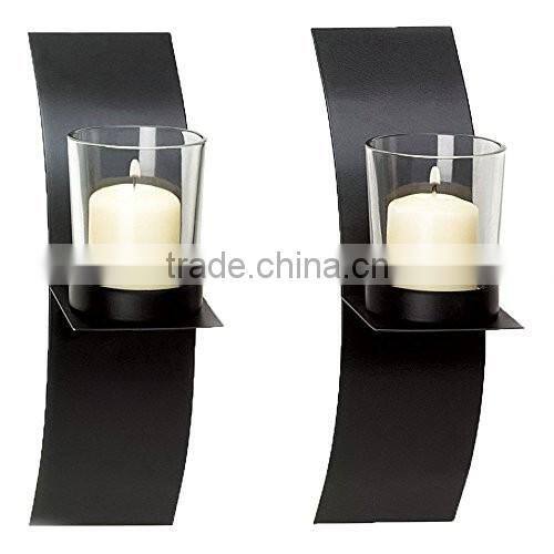 Modern Art Candle Holder Black Metal Wall Sconce Candle Holder