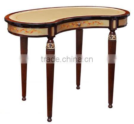 New Arrival Elegant Classic French Rococo Floral Painted Golden Vanity Dressing Table for Noble House BF12-05254b
