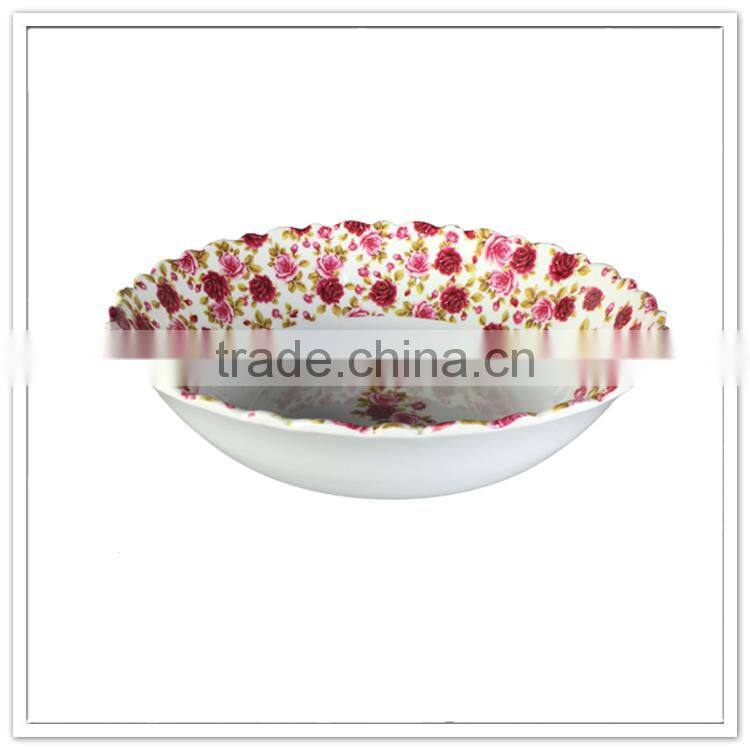 LFGB certificated personlaized roses decorative large melamine party bowl