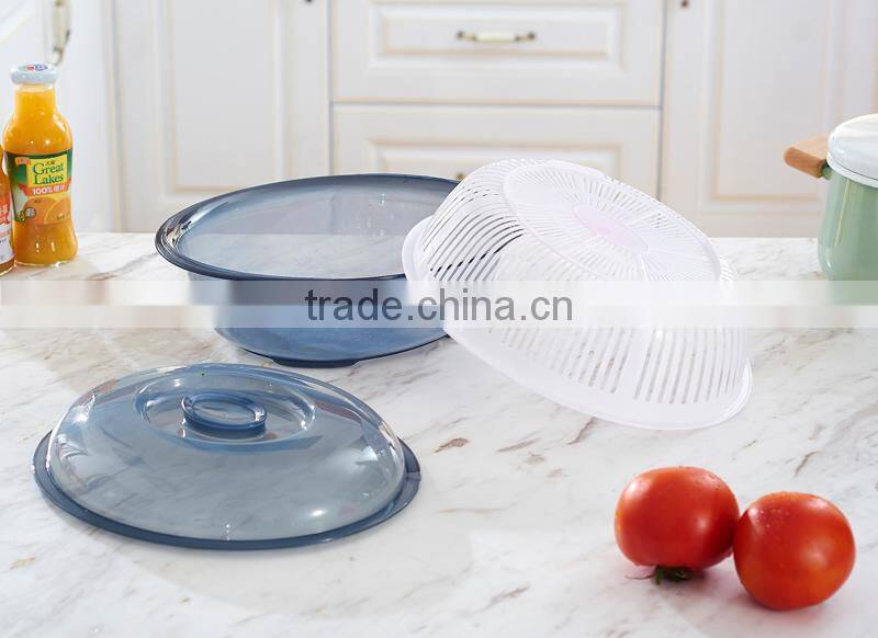 Oval double layers kitchen vegetable fruit rice plastic washing drain draining basket