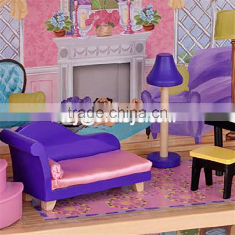 New design 16 pieces of furniture elegant dollhouse suite wooden 18 inch doll house for children W06A232