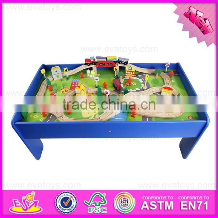 2017 New design preschool children activity toys wooden train table W04C069