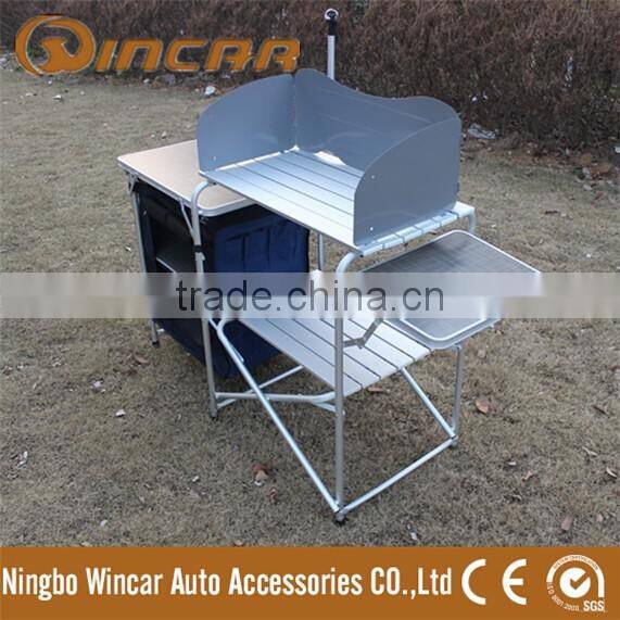 Aluminum BBQ grill table with camp kitchen