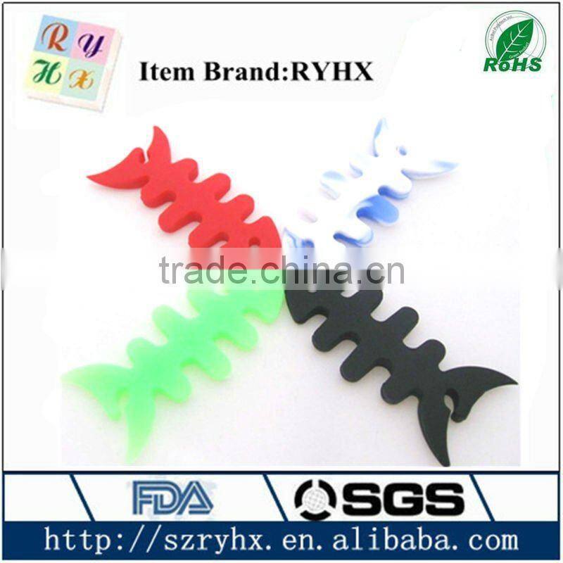 Colorful silicone fish bone coiling device with custom logo