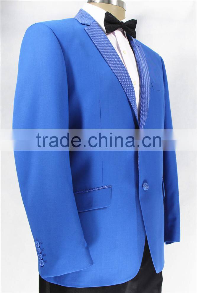 2015 New Tuxedo slim fit suit for man-fine silk&polyester kint fabric for collar