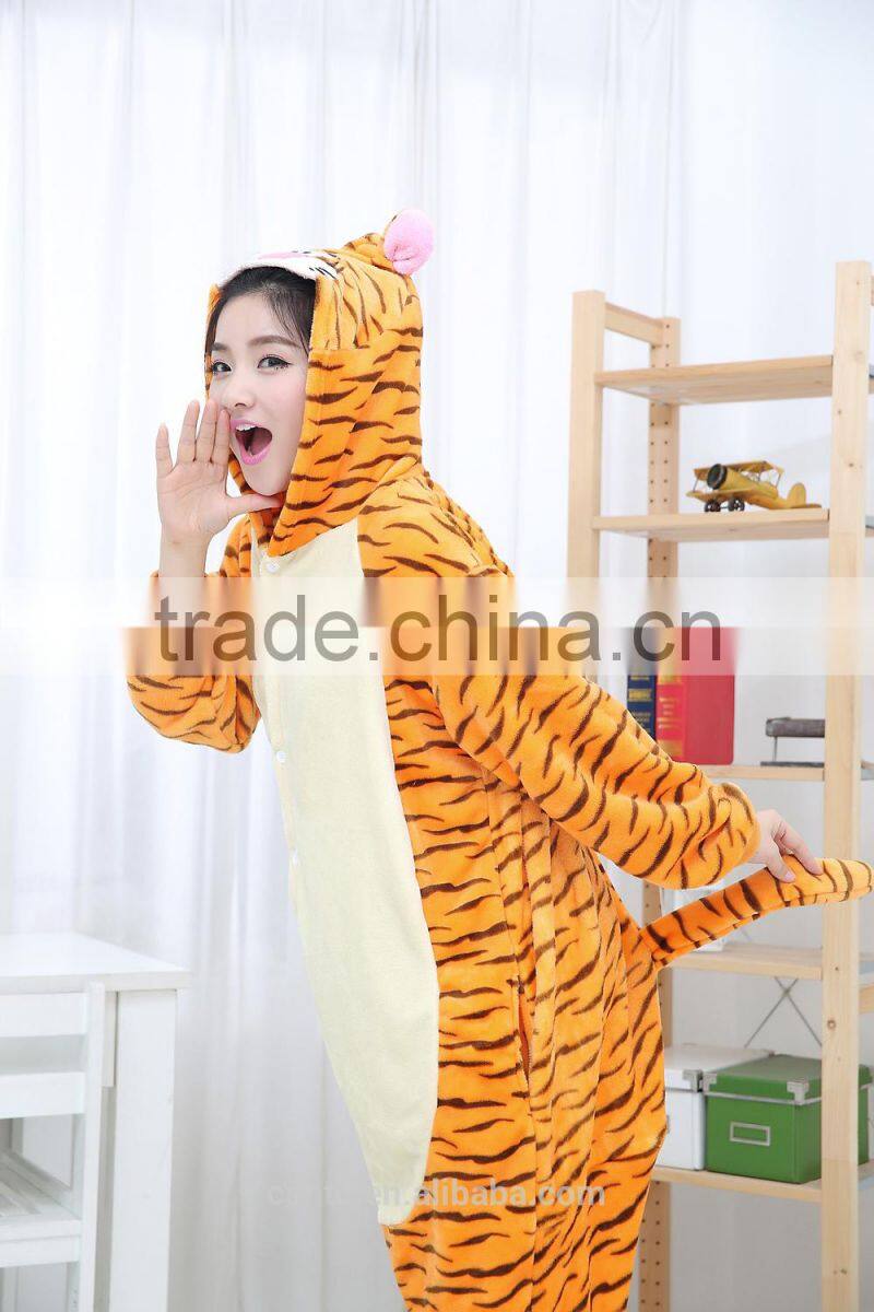 flannel cartoon adult animal jumpsuit animal pajamas jumpsuit jump tiger design