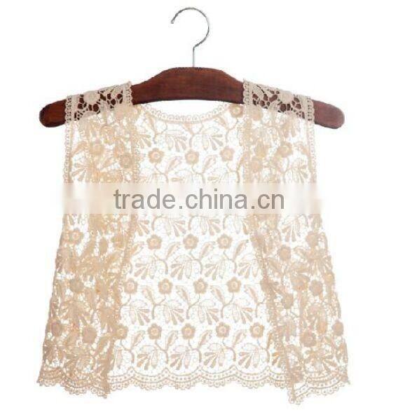 2016 new arrivel unique design top quality baby lace crochet vest
