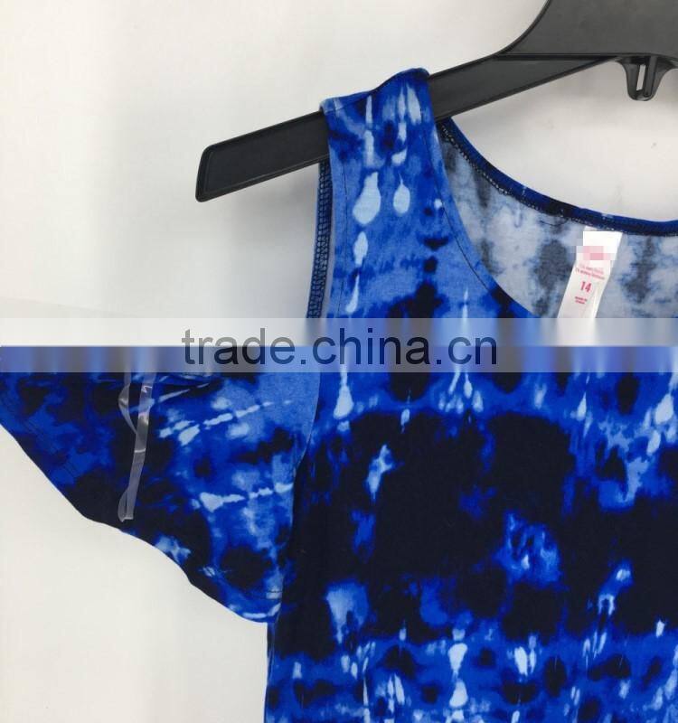 Girl's stock fashion dip dye washed colder shoulder summer dress