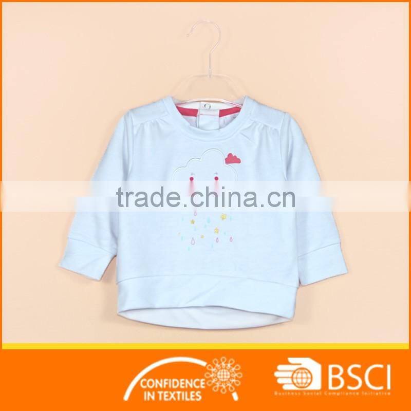 OEM Service Applique Baby Girl Clothing Round Neck Hoodies