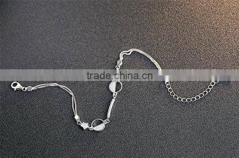 New trendy design plain style double D letter 925 sterling silver fashion bracelet