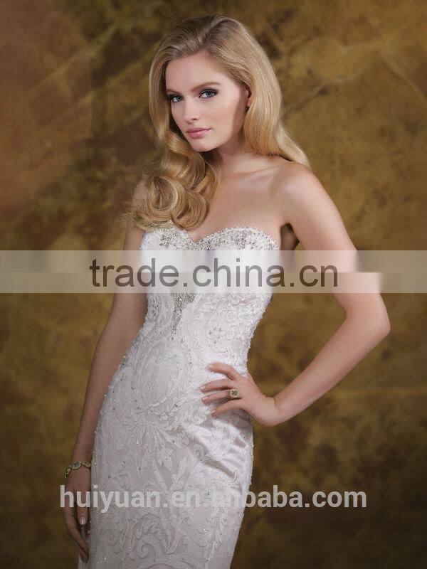 new fashion hot sell mermaid lace strapless cheap slim wedding dresses