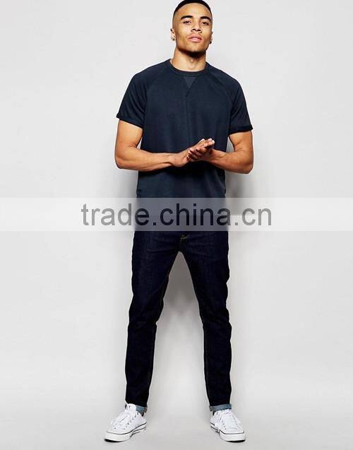 French terry short sleeve pullover plain men spring / summer sweatshirt OEM service