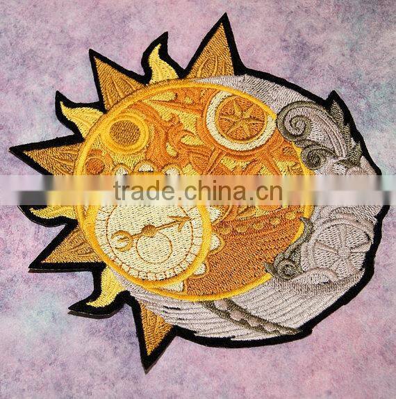 Custom high quality embroidered creative sun patch for clothes embroidery patch made in china choose size/color
