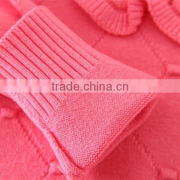 Newest Hot Sale Floral Appliqued Kids Clothing Pullover Girl's Red Long Sleeved Swaters for Girls