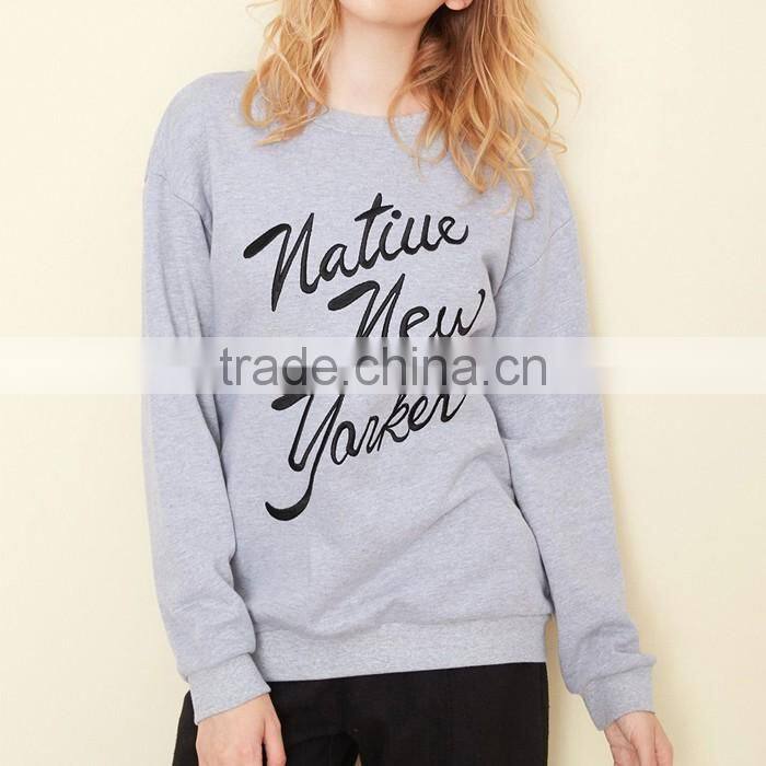 Top quality warm long sleeve trendy slim fit sweatshirt for lady