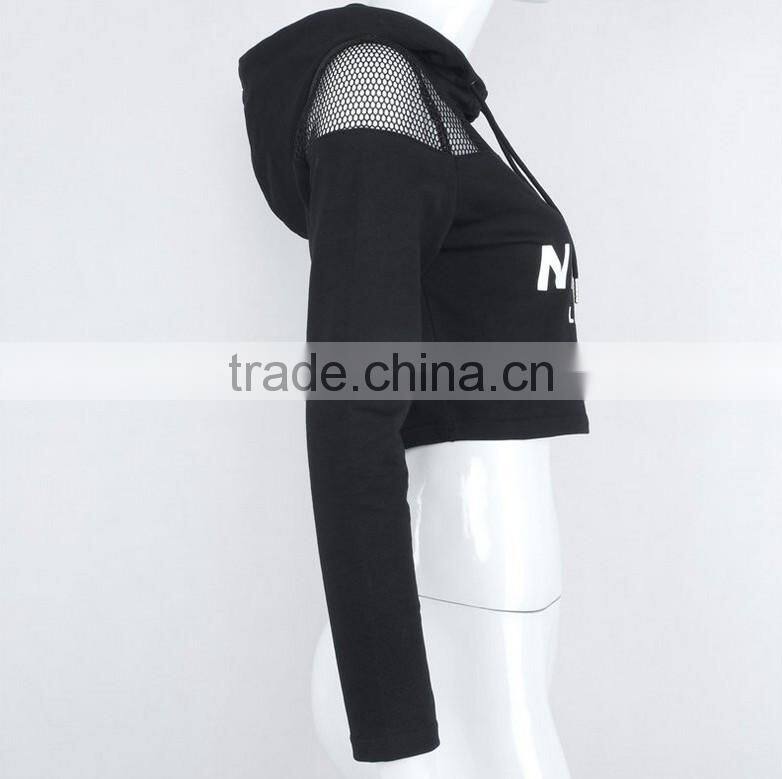 OEM/ODM Wholesale Bulk Pullover Swearshirts With Mesh Crop Hoodies for Women