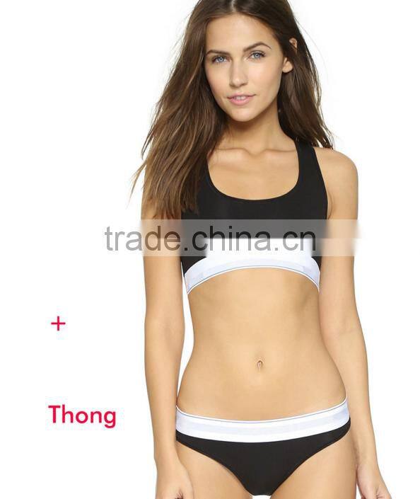 Custom Your Own Brand Logo Design Elastic Band Bra Bikini Lady Briefs Women 95%Cotton 5%Spandex Bralette Sport Crop Tank Top