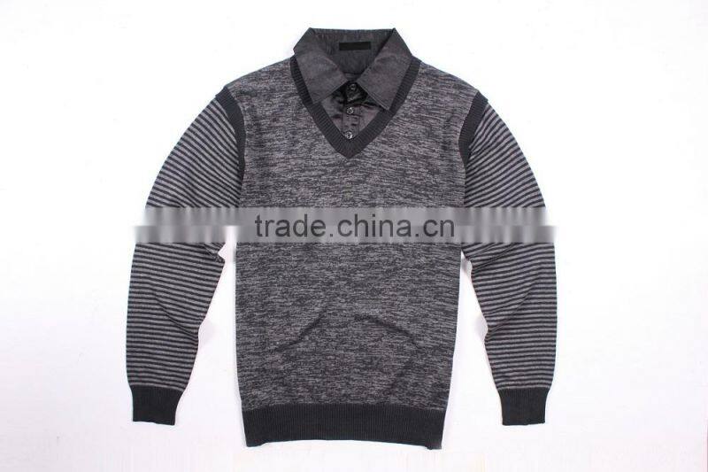Knitting V Neck Sweater Shirt Collar Sweater Men