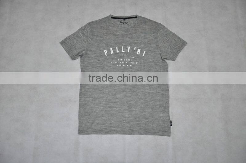 OEM Men's 100% Superfine Merino Wool Printed Fashionable Short Sleeve, T-Shirts Plus Size