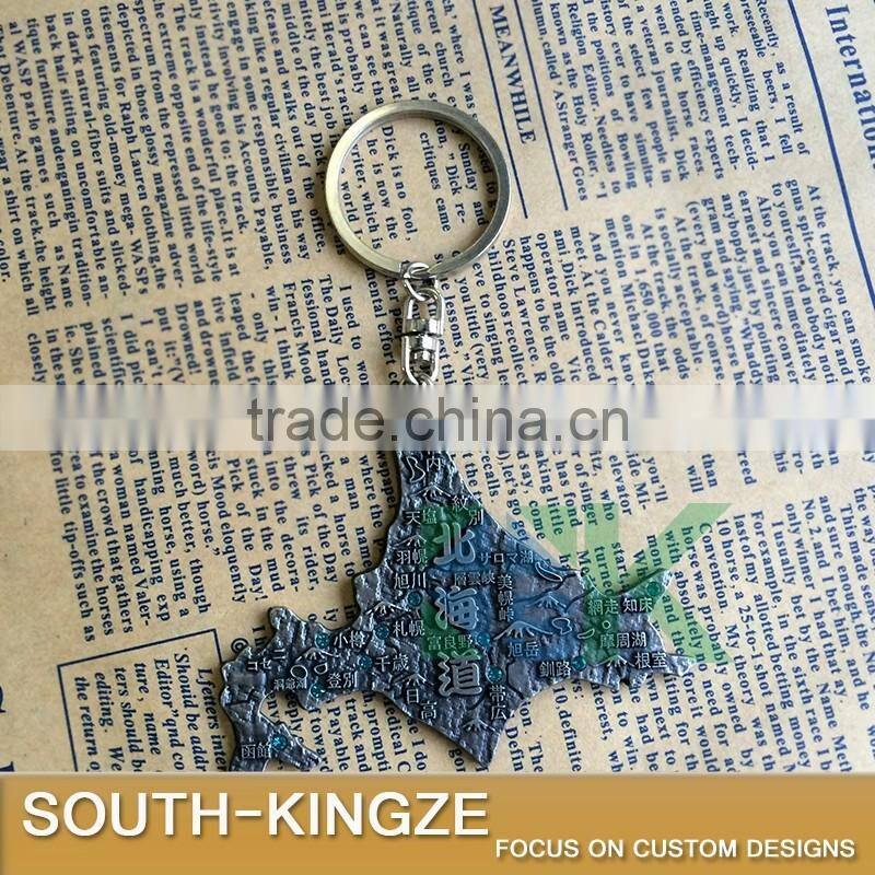 Japan Hokkaido Map Metal Alloy Keychain