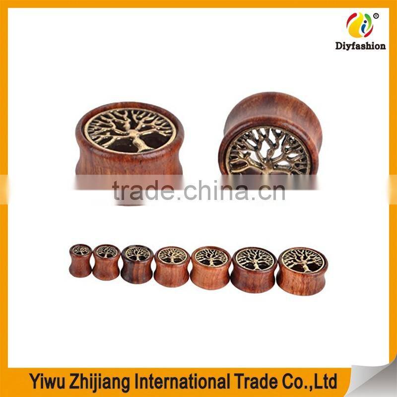 Oasis Plus Tree Of Life Oranic Wood Tunnels Double Flared Ear Stretcher Saddle Plugs Gauge