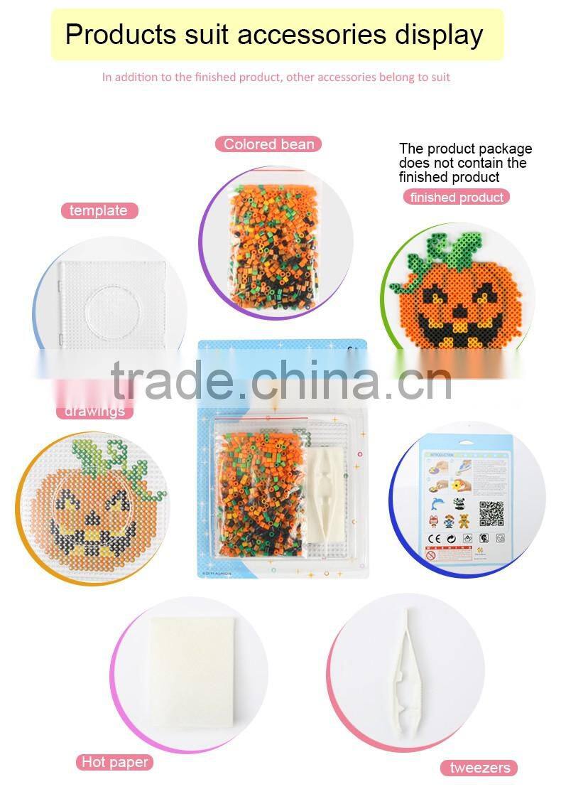 Diyfashion 5mm hama perler fuse beads round pumpkin set with puzzle iron paper and twezzer hama beads toys for kids 18089