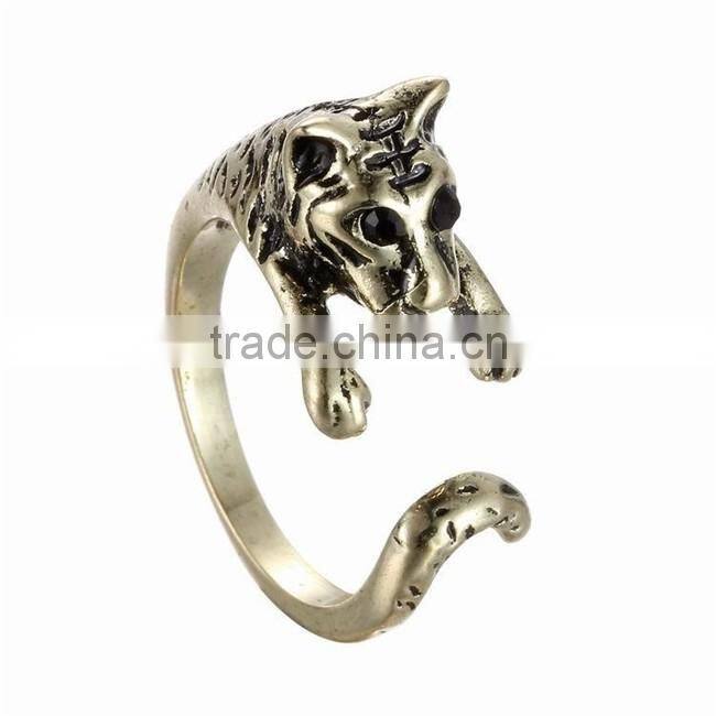 Silver Bronze Plated Tiger Knuckle Ring Animal Open Mouth Unisex Rings