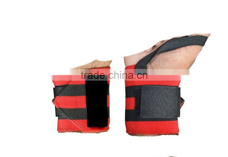 Weight Lifting Wrist Wraps in Red Color with Two Black strips